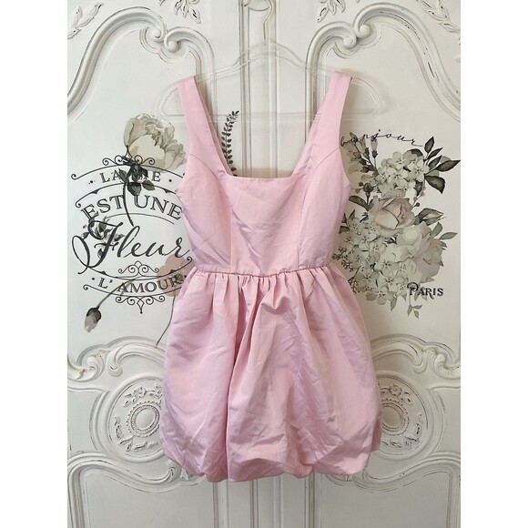 Lulus Regal Cutie Dress Women's XS Light Pink Mini Satin Bubble Hem NWOT - Picture 5 of 12